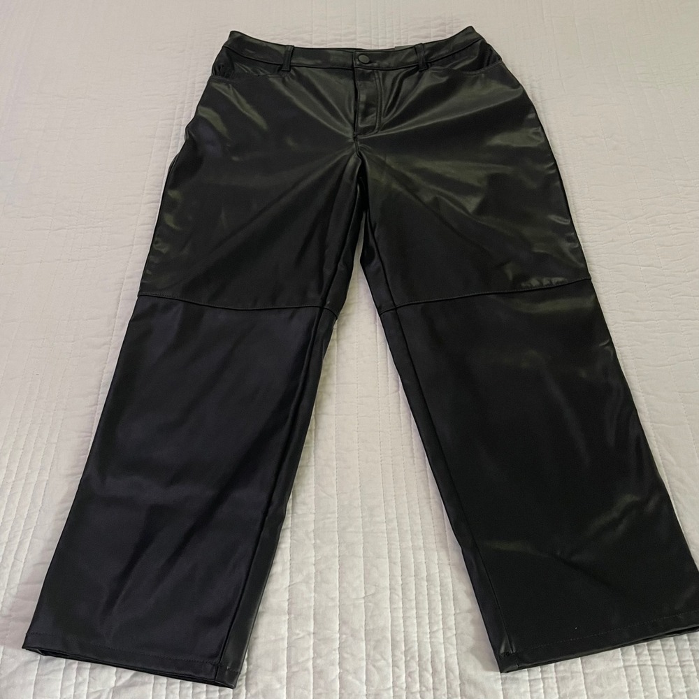 Worthington Faux Leather Straight Ankle Pants Black 6P NWT 378042